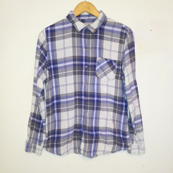 Northeast Outfitters Lavender Plaid Flannel Button Up Shirt-Medium-Pocket-Fall - Picture 1 of 8